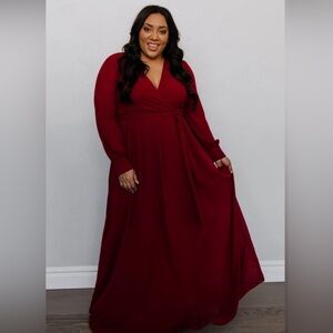 Baltic Born Lydia Maxi Burgundy Long Sleeve Dress